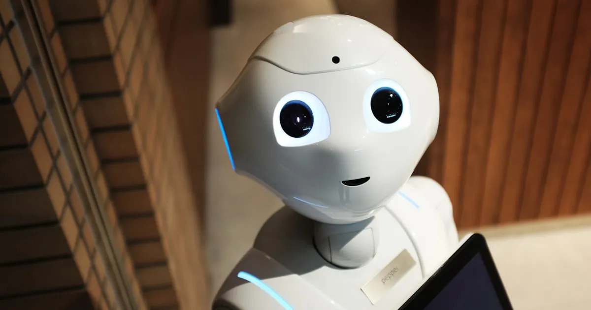A white humanoid robot representing AI data pipelines in the Firecrawl versus Apify comparison