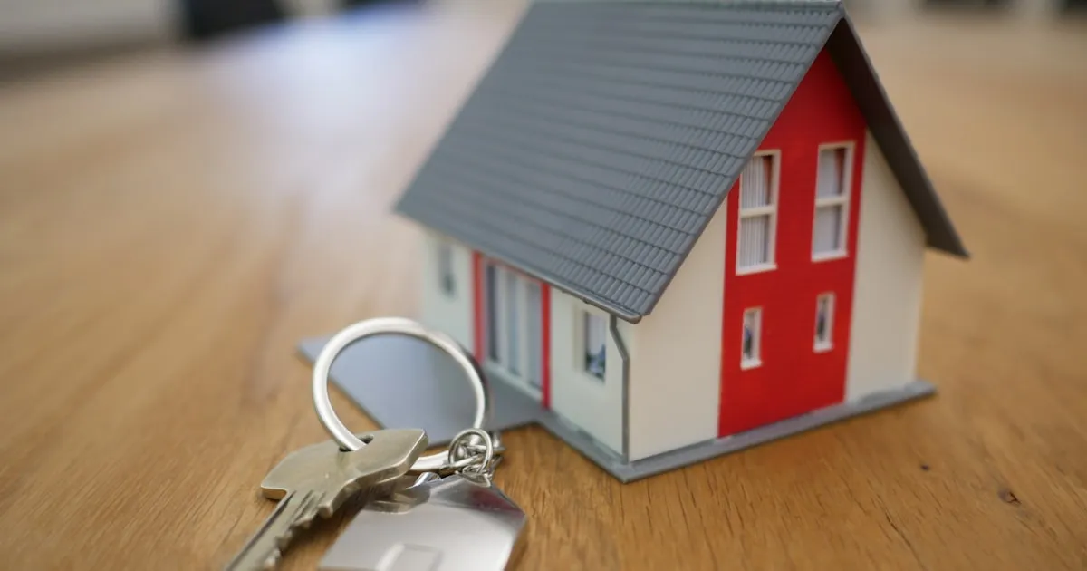 Modern real estate property with data overlay