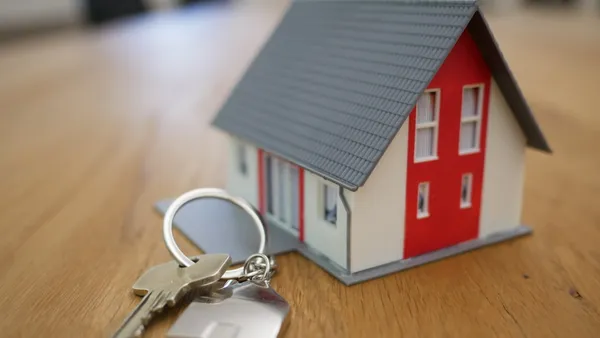 Modern real estate property with data overlay