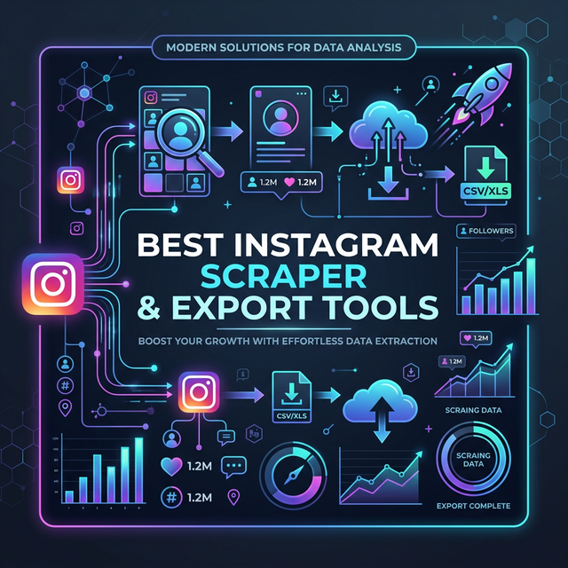 Comparison of top Instagram scraper tools showing data export options